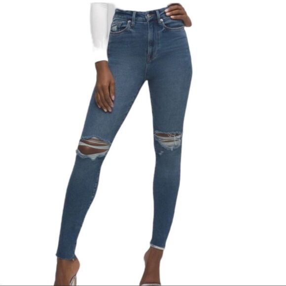 GOOD AMERICAN | Good Waist Distressed Stretchy Skinny Jeans Women’s Size 2 (26) - Picture 1 of 13